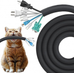 REFLYING koera ja kassi kaabli kaitse v&auml;rav, kaabli voolikud, 3 meetrit, 25,4 mm, kaablite kaitse n&auml;rivate lemmikloomade eest, laiendatav punutud isesulguv kaablih&uuml;lss, must