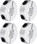 sourcing map 4 x 1.8cm Bore Double Split Aluminum Shank Collars with Set Screw