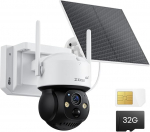 ZOSI 4G LTE p&auml;ikesevalvekaamera v&auml;ljas koos SIM-kaardi ja 32 GB m&auml;lukaardiga, 4MP 360&deg; PTZ juhtmevaba akukaamera ilma WiFi, v&auml;rviline &ouml;&ouml;n&auml;gemine, AI isiku tuvastamine, C291
