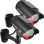 Pakett 2 v&auml;litingimustes kasutatavatest kaameratest: LED-valgusega punane vilkuv seirekaamera v&otilde;ltskaamera turvakaamera sise- ja v&auml;litingimustes kasutamiseks (must A): Solar Dummy Surveillance Camera with LED Light Red Flashing Surveillance Camera Fa ...