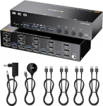 KVM l&uuml;liti 3 monitori 4 PC, Displayport HDMI USB 3.0 KVM l&uuml;liti kahele monitorile, toetab 4K@60Hz 3 arvutile, mis jagavad 2 DP-monitori, klaviatuuri ja hiirt