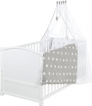 roba Little Stars beebivoodikomplekt 70 x 140 cm - lapsevoodi kasvab koos teie lapsega / teisaldatav ja t&auml;istekstiiliga t&auml;hekujundusega, reguleeritava k&otilde;rgusega - valge