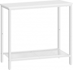 HOOBRO EWW74XG01 Kitsas konsoollaud riiulitega, 75 x 24 x 75 cm, k&uuml;ljelaud, koridorilaud, n&auml;ituselaud, diivanilaud, sissep&auml;&auml;suks, koridoriks, valge