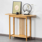 Konsolentisch Schmal, Bambus Beistelltisch mit Offenen Regalen, Sofatisch f&uuml;r Wohnzimmer, Flur, B&uuml;ro oder Hinter Dem Sofa(120 * 31 * 80cm/47.2 * 12.2 * 31.5in)