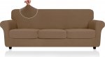 XL-Sofa-Bez&uuml;ge 2025, gestreift, 4-teilig, Stretch-Couchbez&uuml;ge f&uuml;r extra gro&szlig;es Sofa, rutschfest, &uuml;bergro&szlig;e Schonbez&uuml;ge mit B&auml;ndern an der Unterseite, dick, langlebig, waschbar, weich, gem&uuml;tlich, 231,1