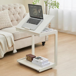 Uniclinens C-kujuline k&uuml;ljelaud 360&deg; lukustatavate ratastega, reguleeritav t&auml;ispuidust laud universaalsete ratastega, v&auml;ike magamistoa- ja elutoa &ouml;&ouml;kapp, valge