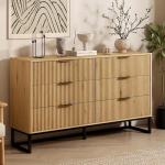 Sideboard elutuppa, suur buffet-kapp, puidust k&ouml;&ouml;gikapp, rippkapp, 6 sahtlit, s&ouml;&ouml;gituba, esik, 120 x 40 x 75 cm (6 sahtlit, puit)