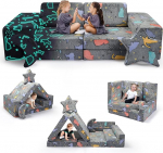 Modulaarne laste m&auml;ngusohva, 9 vahtplokkidest laste diivan, DIY ehitada mitu diivanikombinatsiooni, kokkupandav, t&auml;he ja kuu moodulid, sobib magamistuppa ja laste m&auml;ngutuppa (Starlight)