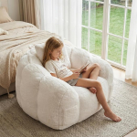 YINIX Pluusne kott, kohev kott mangostani disainiga, p&otilde;randapadi koos padja ja k&uuml;ljetaskuga, lugemistool, laste tool elutuppa ja magamistuppa, 115 x 93 x 65 cm, kreemjas v&auml;rvus