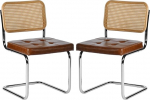 EGGREE 2 Pack rotangist s&ouml;&ouml;gitoolid PU-padja ja galvaniseeritud rauast jalgadega koosolekuruumidesse, kontoritesse, s&ouml;&ouml;gitubadesse, R02-Brown