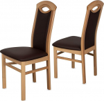 Staboos CH58 S&ouml;&ouml;gitoatoolide komplekt 2 puidust tooli kuni 150 kg - T&auml;ielikult kokkupandud - K&ouml;&ouml;gitool pehmendusega seljatoega - T&auml;ispuidust p&ouml;&ouml;k (naturaalne - pruun)