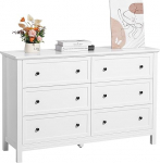 VEVOR 6 sahtliga kapp, puidust kapp koos l&uuml;kand- ja kallutuskaitsega, minimalistlik retro sahtlikapp, teleripult, organiseerija elutuppa, magamistuppa, esikusse (valge)