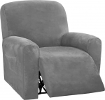 Highdi Stretch Cover for Recliner Chair, T&auml;ielik tugitooli kaitsja, Stretch Recliner Chair Covers, 1 t&uuml;kk, Plain Velvet, pehme, elastne, elastsest tooli kate TV tool, Lounger, tugitool (helehall)