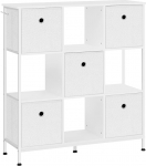 WOLTU RGB64ws seisev riiul, raamaturiiul, riiul 4 avatud sektsiooniga, 5 mittekootud kangast sahtlit, metallist raamiga seisev riiul, elutuppa, kontorisse, t&ouml;&ouml;ruumi, koridori, k&ouml;&ouml;ki, valge, 90 x 30 x