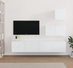 Homgoday TV m&ouml;&ouml;blikomplekt 4 tk valge mitmekihiline puidust elutoa TV kapp TV kapp kohvilaud elutoa laud TV stend elutoa jaoks