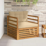 Outdoor-Sofagarnitur aus massivem Akazienholz und Polyester, modernes Terrassenm&ouml;bel Set als Gartenm&ouml;bel Akazienholz modern