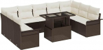 Modulares Garten Sofa Set 10 teilig Braun Poly Rattan Outdoor M&ouml;bel Gartenm&ouml;bel Set 10 St&uuml;ck mit Kissen