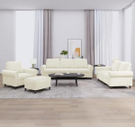 4-TLG. Sofagarnitur mit Kissen Creme Samt, cremefarbenes Samtsofa 4-TLG. als bequemes Sofa-Set mit Polsterung und Kissen, 4-teiliges Sofa in Creme Samt, Sofagarnitur