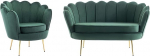 Vente-unique Pascal MORABITO - Couchgarnitur Muschel 2+1 - Samt - Tannengr&uuml;n - Dandelion