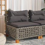 Gartensofa Grau Poly Rattan mit abnehmbaren Kissen, Gartenecke aus Polyrattan, Garten Lounge Set mit Polsterung und Gartenm&ouml;bel mit waschbaren Bez&uuml;gen