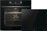 Gorenje Must induktsioonikomplekt 2, Iseseisva pliidi GI6401BSC ja sisseehitatud ahju BOS6737E06BG kombinatsioon, 77L, Made in Europe, ExtraSteam, AirFry, PizzaMode 300&deg;C, PerfectGrill, must