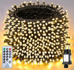 SALCAR 40 m 640 LED Fairy Lights j&otilde;ulupuu, 31 V j&otilde;ulupuu valgustus v&auml;ljas koos kaugjuhtimispuldiga, veekindel Fairy Lights 8 režiimiga ja m&auml;lu siseruumides aias r&otilde;dul j&otilde;ulupuu soe valge