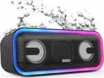DOSS SoundBox Pro+ Bluetooth k&otilde;lar, 24W stereoheli, ekstra bass, 15h aku, IPX6 veekindel, v&auml;rviline valgussignaal, stereopaaristamine, muusikakast Bluetooth mobiiltelefonile, v&auml;ljas, rannas, kodus - must