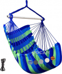 Hammock Chair Suur Hammock Swing, 100 x 135 cm koormus 150 kg, Puuvillane Hammock Chair Metal Spread Bar Wide Seat Swing (Sinine)