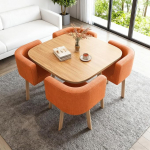 Modernes quadratisches K&uuml;chentisch-Set f&uuml;r 4 Personen mit St&uuml;hlen, Esszimmerfell f&uuml;r kleine Anl&auml;sse, ideal f&uuml;r K&uuml;che, Wohnzimmer und Konferenzr&auml;ume