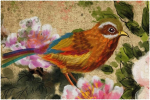 Stoff-Tischsets, waschbare Tischsets f&uuml;r Esstisch, 6er-Set,Im chinesischen Stil Malerei Vogel Pfingstrose Blumen
