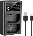 K&F CONCEPT LP-E6/LP-E6N/LP-E6NH Kahe pesa kaamera akulaadija, Micro USB ja Type-C pordi kiirlaadija Canon EOS R5, EOS R6, EOS R, EOS 5D Mark IV, 5D Mark III, 5DS, 5DS R, 5D Mark II, 6D jaoks