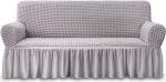 NICEEC diivanikatte, hall, 1 t&uuml;kk, Easy Fit Universal High Stretch vastupidav m&ouml;&ouml;bli kaitsekate koos seelikuga, Country Style (3 istekohaga, lilla)