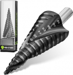 Pinava&reg; Step Drill HSS Cobalt Pro TiAIN [eriti vastupidav ja kuumakindel] - Professionaalne koonuspuurpuurpink roostevaba terase, metalli, puidu, plasti jaoks - lehtmetalli kooriv puurpink &auml;&auml;rmiselt teravaks.