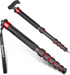 Manbily 32 mm Carbon Monopod for Cameras 44 cm - 174 cm Carbon Fibre Monopod Tripod DSLR Travel Monopod with Walking Stick Handle 6 Sections Hiking Poles Max. 15 kg with Phone Clip for Video Camera
