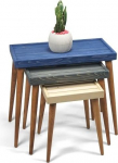 Rustic Solid Wood 3-osaline pesitsuslaudade komplekt - K&auml;sitsi valmistatud ruumi s&auml;&auml;stev k&uuml;ljelaua komplekt