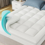 DOPEDIO 2-in-1 geel-m&auml;luvahust madratsipealne, 7 cm k&otilde;rgune, tepitud pealne, hingav, Oeko-Tex&reg; Standard 100, pestav kate, 20-53 cm madratsile (180 x 200 cm, valge)