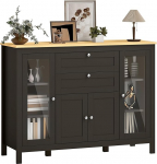 HOMCOM elutoa salong, hoium&ouml;&ouml;bel 1 kaheukselise kabinetiga, 2 klaasuksega kappi, 2 sahtlit ja reguleeritav riiul, kaasaegne stiil, salong s&ouml;&ouml;gituba ja k&ouml;&ouml;k, 120 x 40 x 90 cm, 120 x 40 x 90 cm