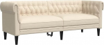 vidaXL Chesterfield diivan, polsterdatud 3-kohaline diivan koos tugijalgadega, Lounge diivan disain diivan elutuppa, diivan, elutoa diivan, linasest kangast