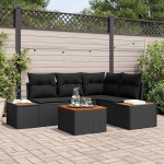 Modulares Outdoor-Sofa-Set 4 St&uuml;cke in Schwarz Creme aus Polyrattan mit Kissen f&uuml;r den Garten