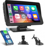 Hodozzy juhtmeta CarPlay juhtmeta Android Auto Protable Car Stereo, 7-tolline puuteekraaniga autoraadio