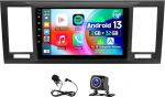 Android Autoradio 2 DIN VW T6 Transporter Multivan 2016-2022 jaoks koos Carplay Android Auto 9-tollise puuteekraaniga Bluetooth EQ Mirror Link WiFi Navigation FM/RDS DSP HiFi tagurduskaamera + mikrofon, 2+32G