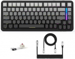 LexonElec X Attack Shark M86 Pro traadita mehaaniline klaviatuur, BT/2.4G/juhtmega, 4000mAh, kuumvahetatav lineaarne l&uuml;liti, k&uuml;ljeprint, QWERTY, RGB klaviatuur koos spiraalkaabliga (valge/must)