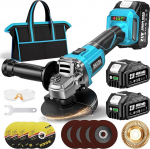 SEESII akuga nurklihvmasin 125 mm, 21 V Flex nurklihvmasin 2 x 4000 mAh akuga, 10,000 RPM nurklihvmasina komplekt 4 x l&otilde;iketeradega, 4 x klapirattaga, 1 x puidul&otilde;iketeraga t&auml;pseks l&otilde;ikamiseks ja lihvimiseks.