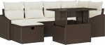 Rantry Model3361167 7-osaline aiasohva komplekt koos padjaga Brown Poly Rattan Garden Lounge