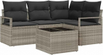 Rantry 5-teiliges Garten-Sofa-Set mit Kissen Grau Poly Rattan Gartenlounge Model3346372