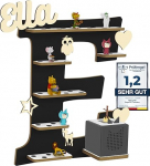 Holzura Tonie riiul Tonieboxi jaoks, Tonieboxi riiul isikup&auml;rastatud nime ja puidust s&uuml;mbolitega, Tonie Storage (E-kirjaga)