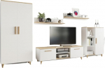 Per la vita North White/Artisan Cabinet Wall - kaasaegne elutoa m&ouml;&ouml;blikomplekt koos seisva kirstu, garderoobikapi, TV-kapi ja 2 seinariiuliga - kabinetisein elutuppa ja teismeliste tuppa
