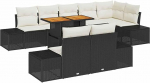 Rantry 9-teiliges Garten Sofa Set mit Kissen Schwarz Poly Rattan Gartenlounge Model3358714