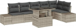 7-teiliges Garten Sofa Set mit Kissen in Hellgrau, Poly-Rattan Gartenlounge Model3349198