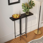 Schmaler Konsolentisch im Farmhouse-Stil - moderner Akzenttisch f&uuml;r Wohnzimmer, Eingangsbereich, Flur und Schlafzimmer - Langer Foyertisch (schwarz, 80 x 90 cm)